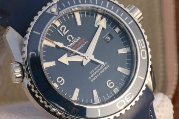 Replica Omega Planet Ocean Professional Blue Liquidmetal Bezel 45mm OMF Rubber Strap A8500
