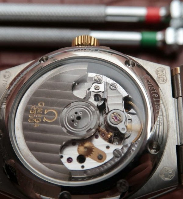 Replica Omega V6 Constellation 35mm Diamonds Bezel YG Dial SS Bracelet A2500