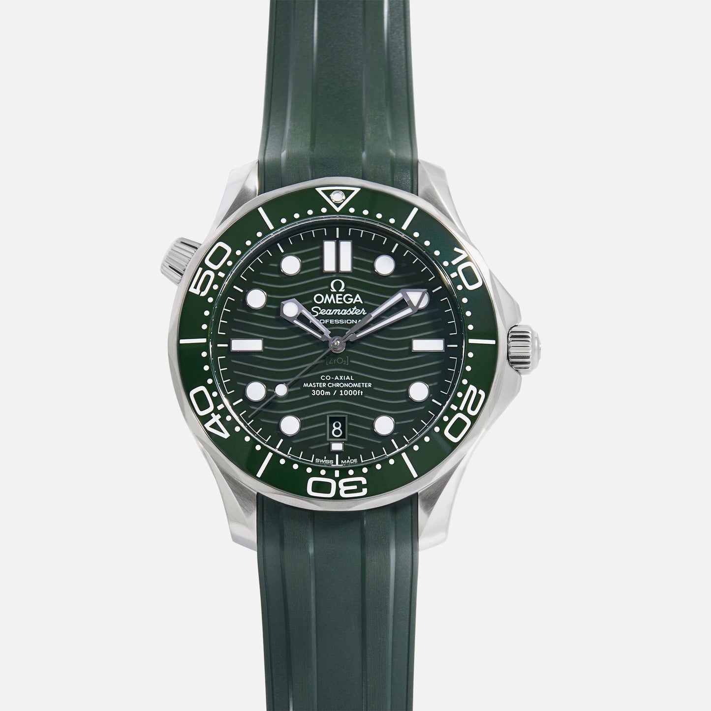 Seamaster Diver 300M Co-Axial Master Chronometer 42mm Green Dial On Rubber Strap(1:1 replica)