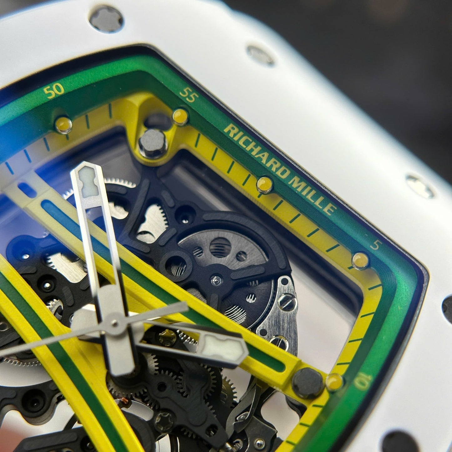 Richard Mille Best Copies Watch RM61-01 Manual Winding Yohan Blake Ceramic White ZF 42.7 50.23mm