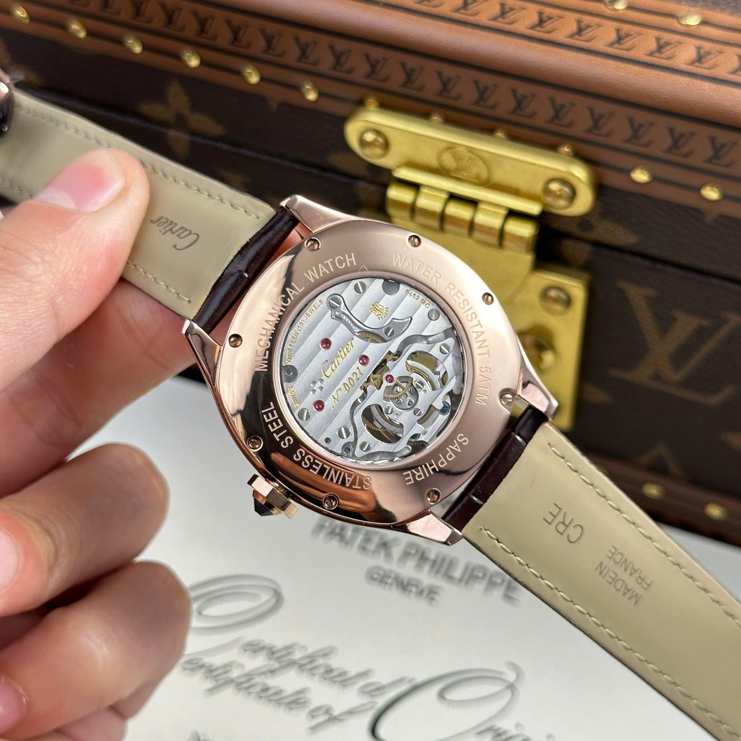 Cartier Drive Tourbillon Replica Watch Dial Guiloche Motif Leather Strap 41mm