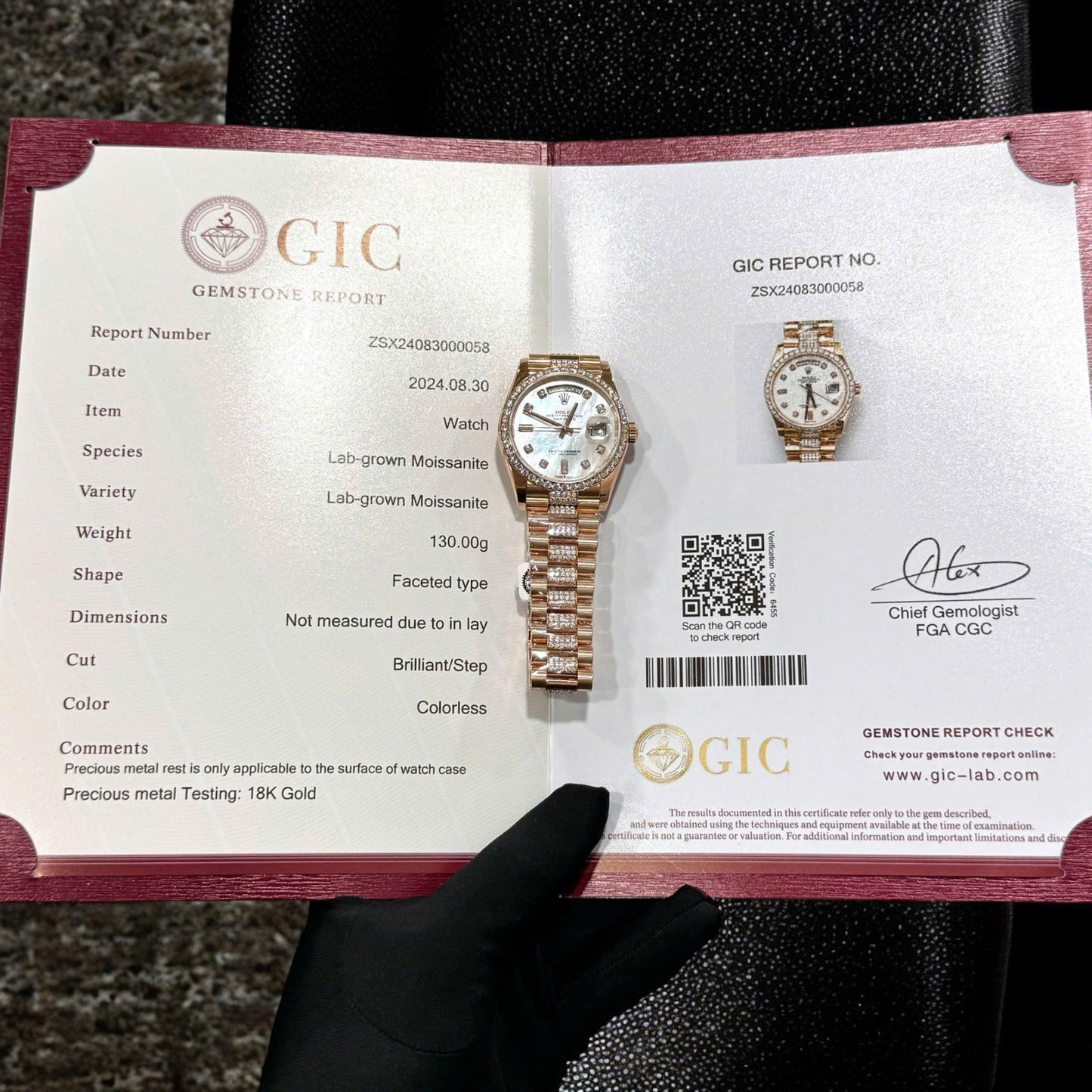 Rolex Day-Date Replica Watch Gold Wrapped Moissanite Diamonds Hong Kong 36mm