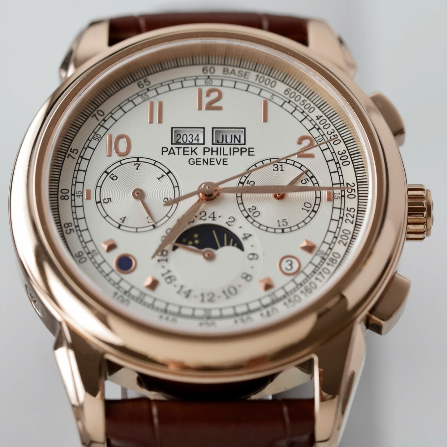 Patek Philippe Fake Watch Perpetal Calendar 5270 White Dial Leather Strap 41mm