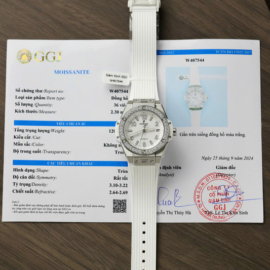 Hublot Big Bang One Click Titanium Customs Moissanite Diamonds Bezel Replica Watch 39mm