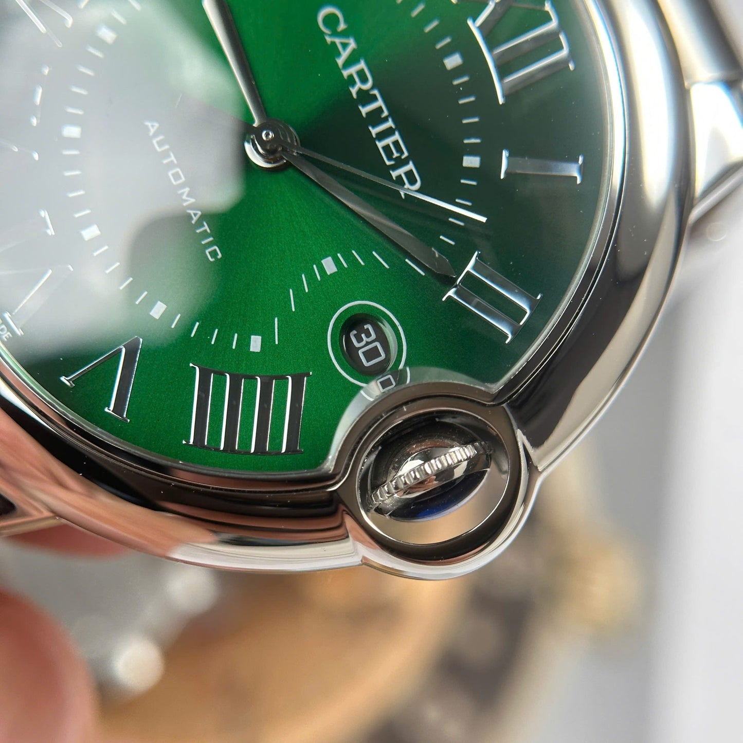 Cartier Ballon Bleu Luxury Fake Watches Green Dial Automatic Movement AF Factory 40mm