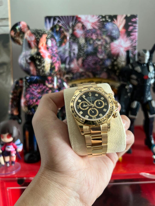 Rolex Yellow Gold Cosmograph Daytona 40 Watch ¨C Black Diamond Dial ¨C 116508 bkd(1:1 replica)