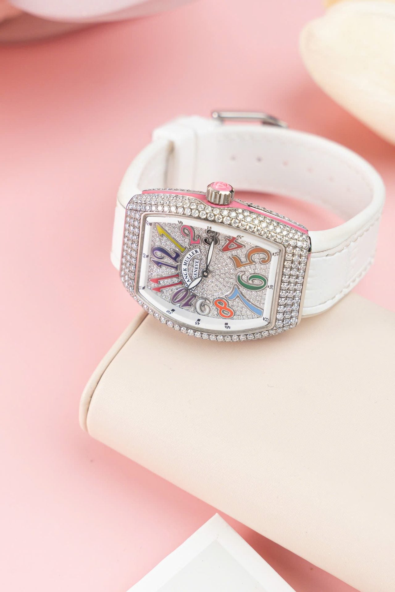 Franck Muller V32 Copies Watches Custom Diamonds Moissanite Hong Kong 36mm