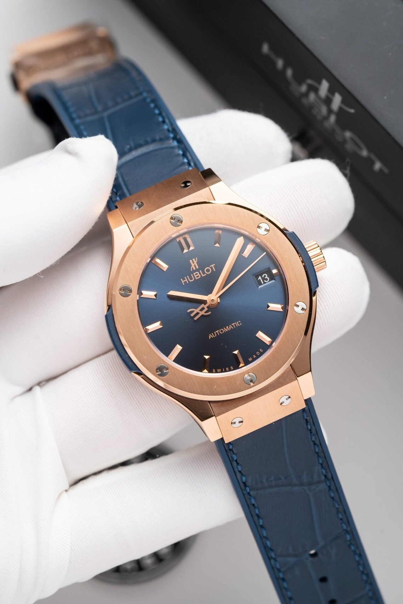 Hublot Classic Fusion King Gold Blue Replica Watch JJF Factory 38mm