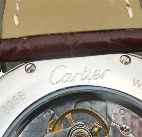 Replica Cartier Ronde De Cartier SS White Dial Diamonds Bezel Croco Strap A2892