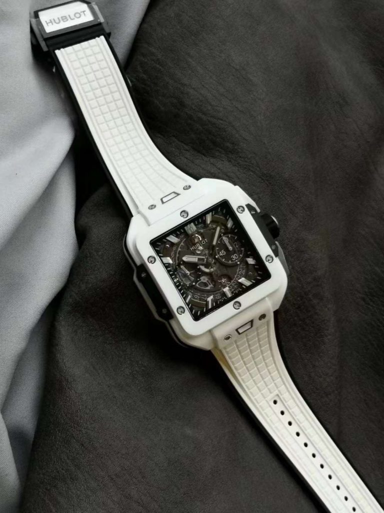 Hublot Replica 1:1 Watch White Ceramic Square Bang Unico Chronograph Factory BBF 42mm