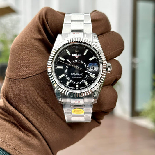Rolex Sky-Dweller Replica 1:1 Watch Black Dial Silver N Factory 41mm Watch