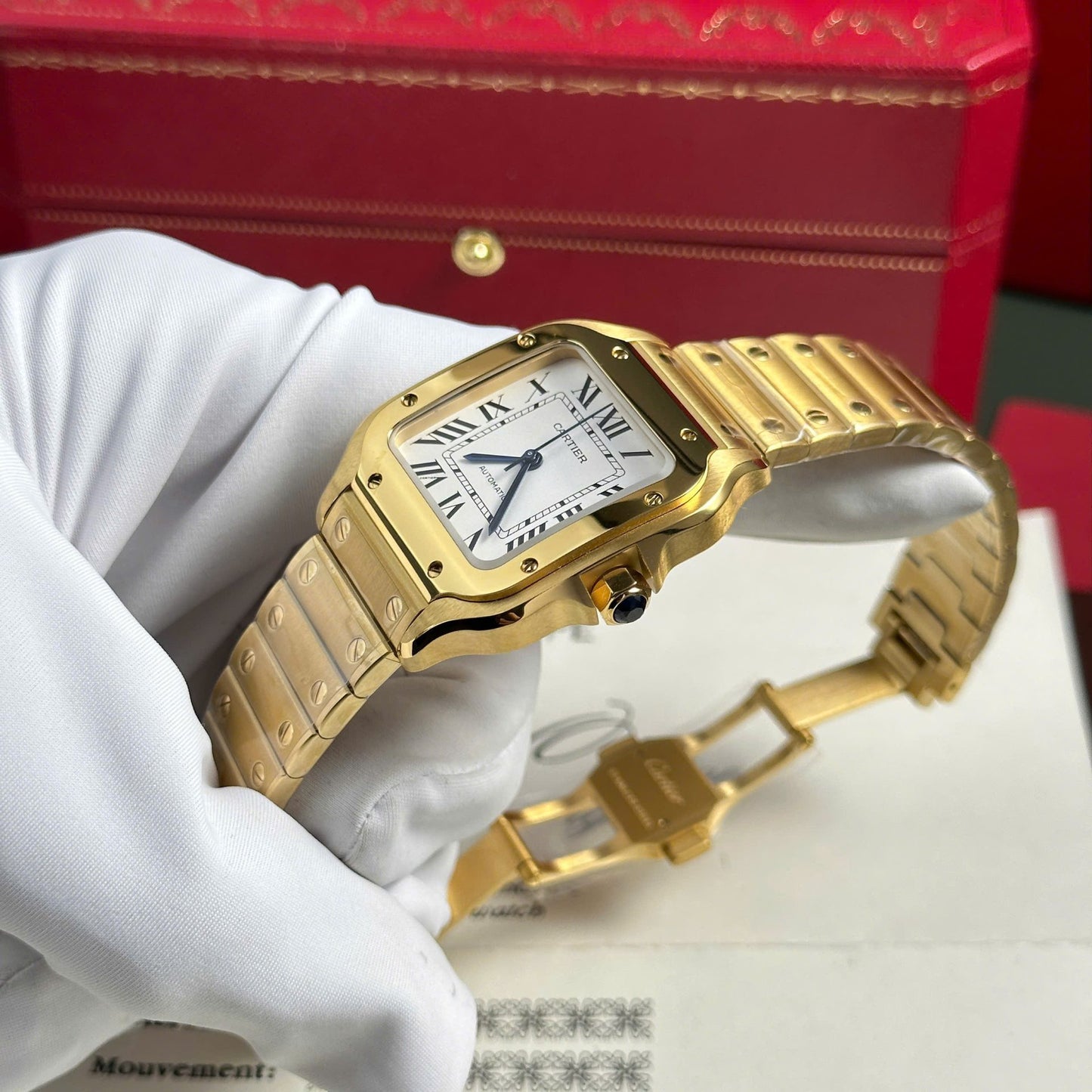 Cartier Santos Womens White Dial Best Replica Watch BV Factory 35.2mm