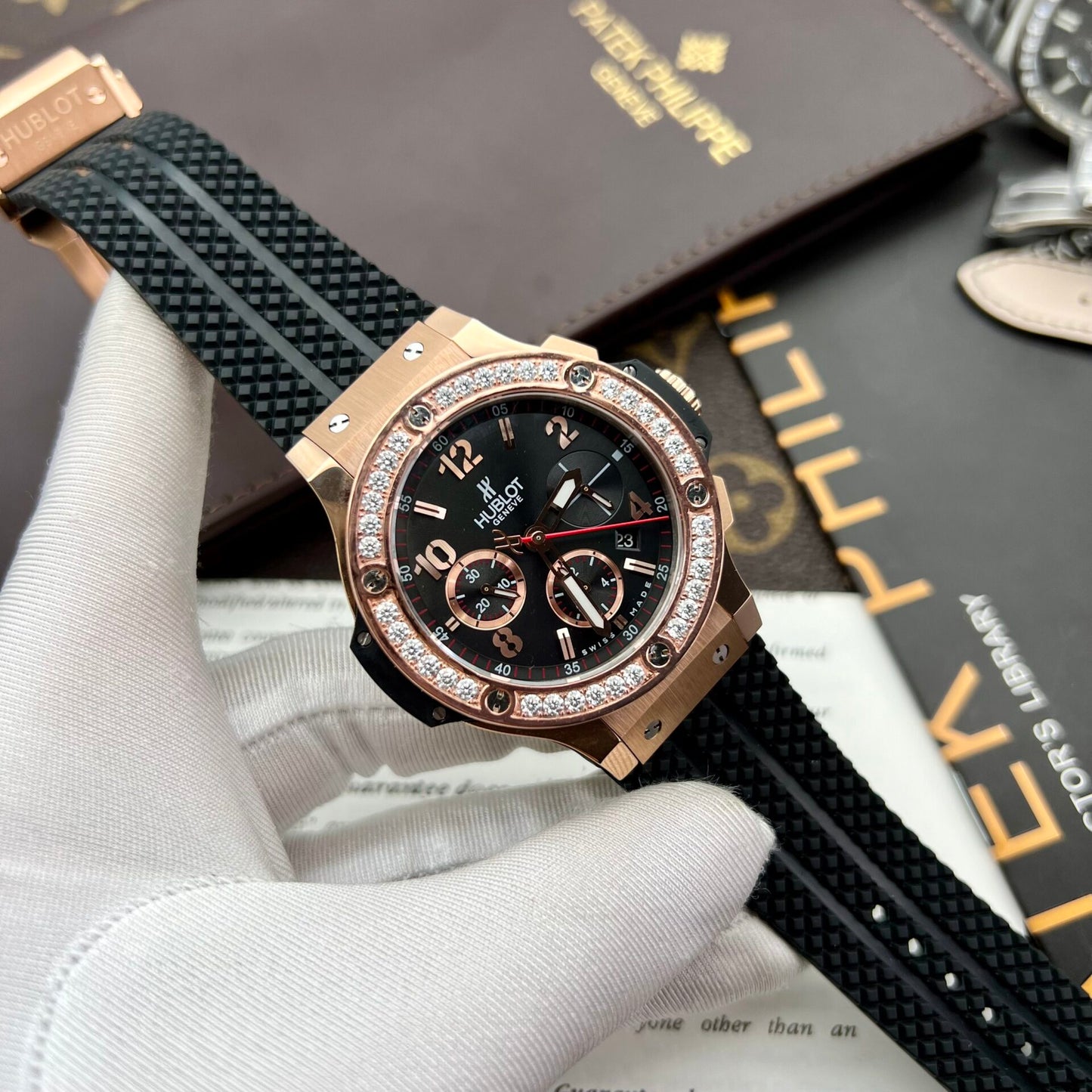 Hublot Fake Watch Big Bang King Gold Choronograph Rubber Strap 44mm