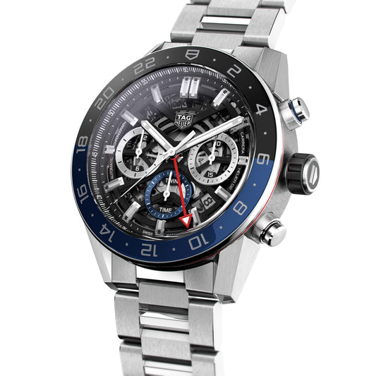 TAG Heuer Replica Watch Carrera Chronograph Twin-Time Automatic 45 mm Steel & Ceramic(1:1 replica)