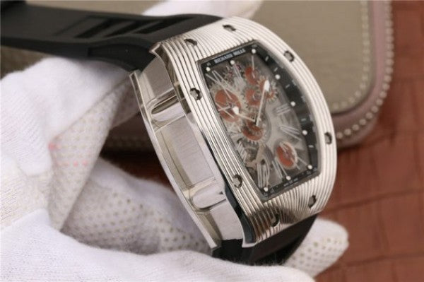 Replica Richard Mille RM018 Hommage a Boucheron SS Brown Skeleton Dial Black Rubber Strap 6T51
