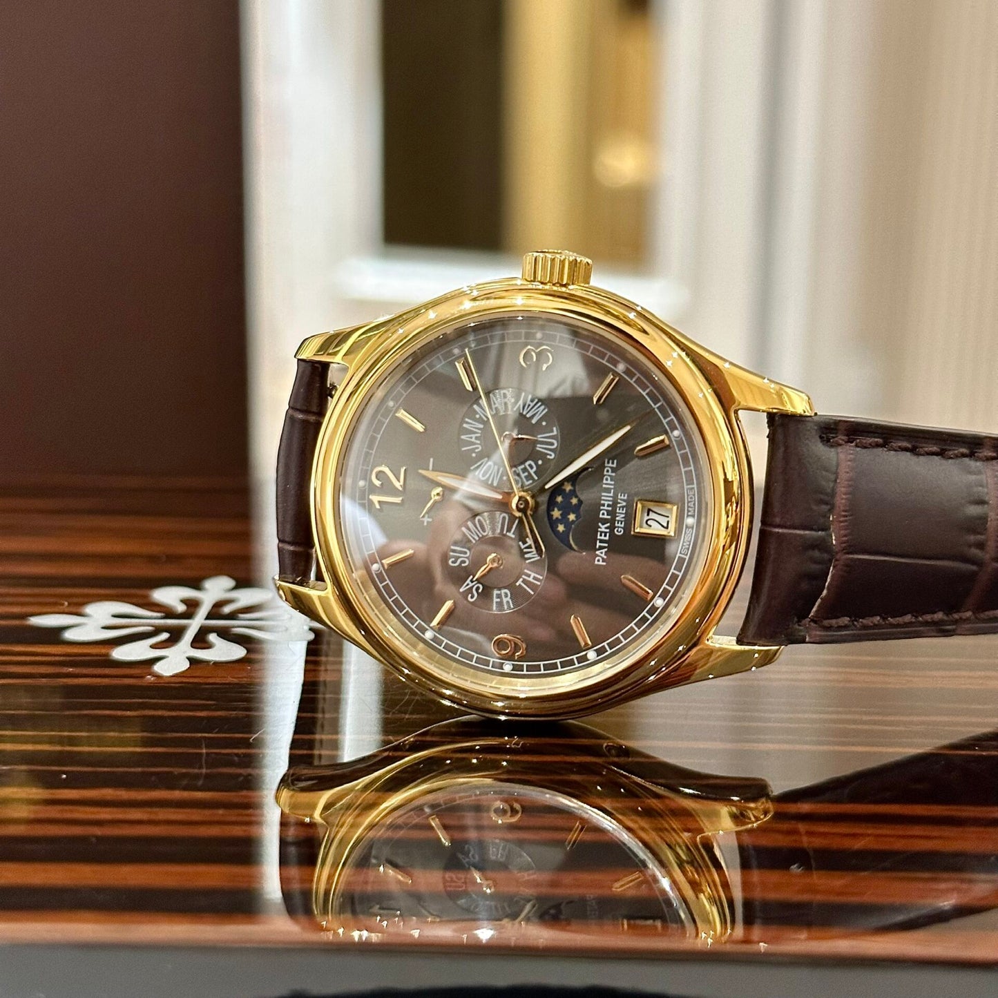 Patek Philippe Replica Watch Complications 5146 Gold Plated leather Strap 40mm