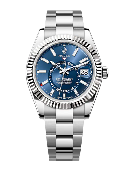 Sky Dweller Blue Dial 18K White Gold Bezel Steel Jubilee Men's Watch 326934(1:1 replica)