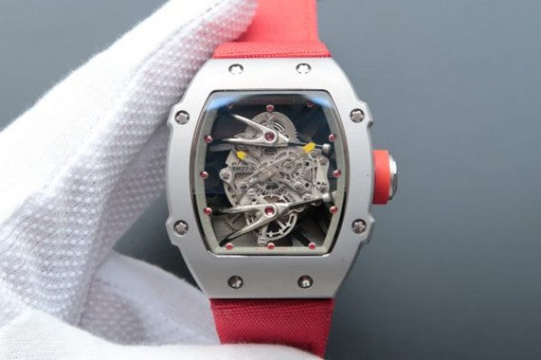 Replica Richard Mille RM027 SS Skeleton Dial Gray Inner Bezel Red Nylon Strap 6T51