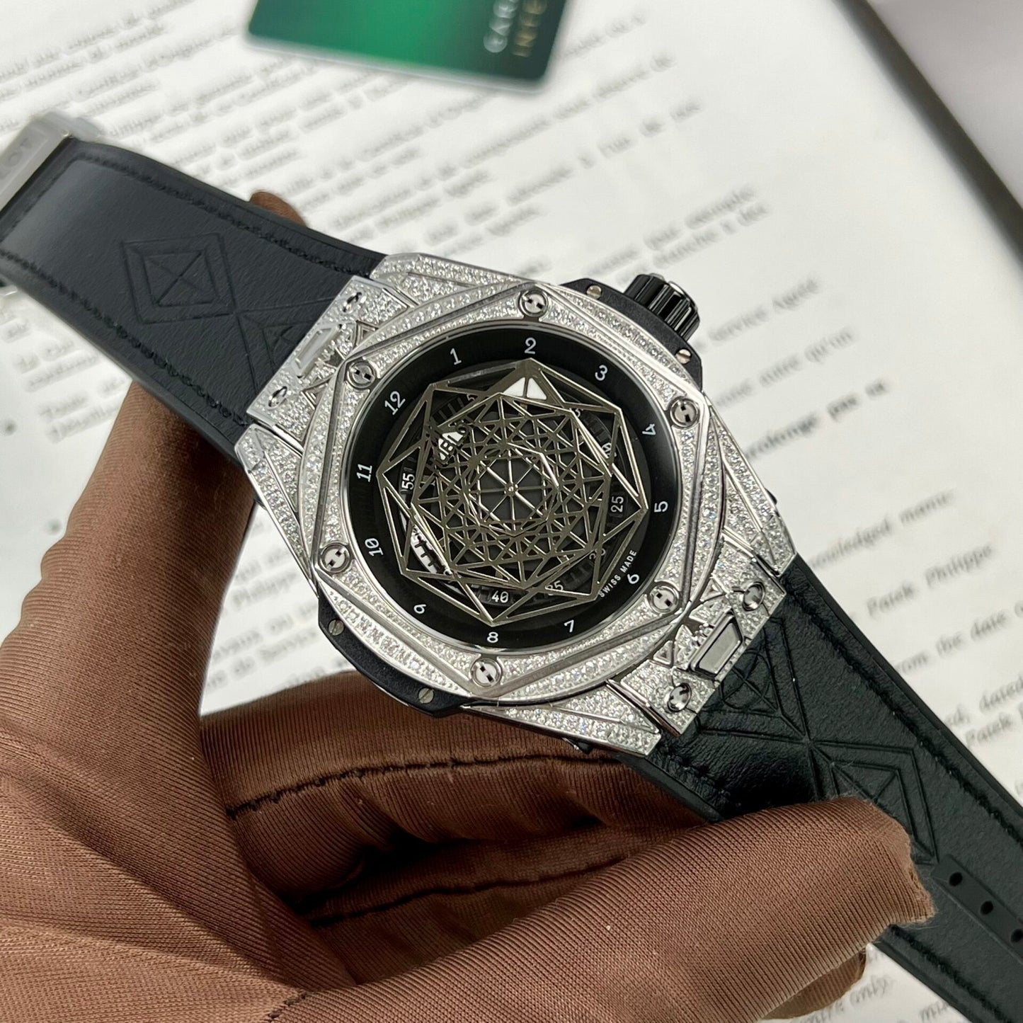 Hublot Big Bang Sang Bleu Replica Watch With Diamonds 45mm