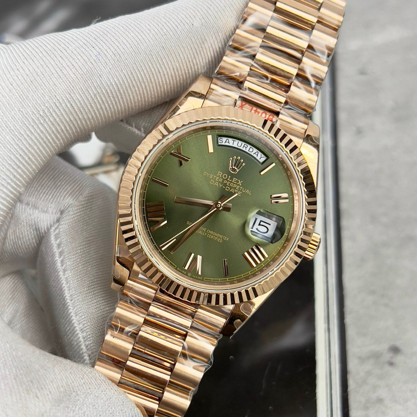 Rolex Day-Date 228235 Green Dial Replica Watch GM Factory 40mm