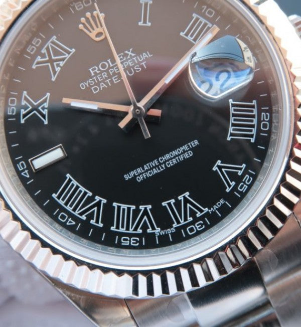 Replica Rolex DateJust 41 116334 SS Black Dial Roman Markers SS Bracelet A3136