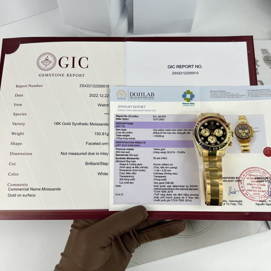 Rolex Best Replica Watch Daytona Rainbow Gold Wrapped And Moissanite Diamond Custom 40mm