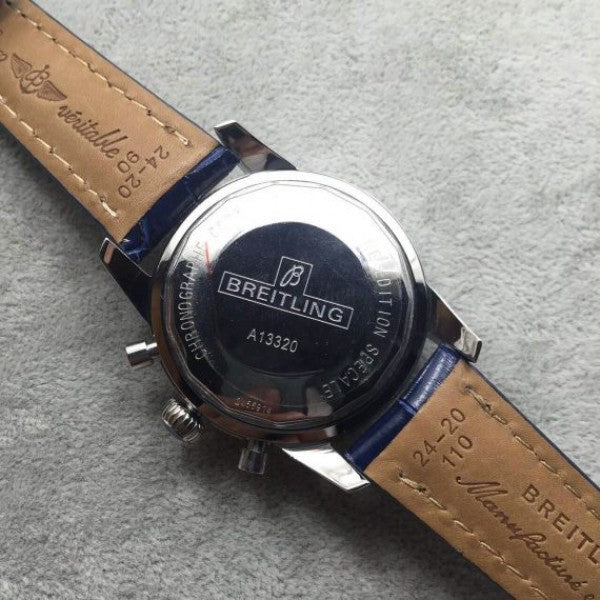 Replica Breitling Super Ocean Heritage Chrono SS Blue Dial SS Leather Strap A7750