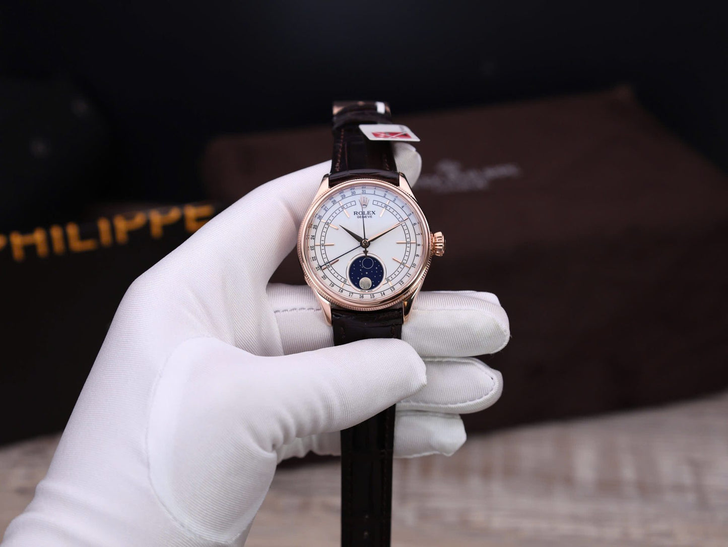 Rolex Cellini Moonphase Replica Watch Gold Wrapped KZ Factory 39mm