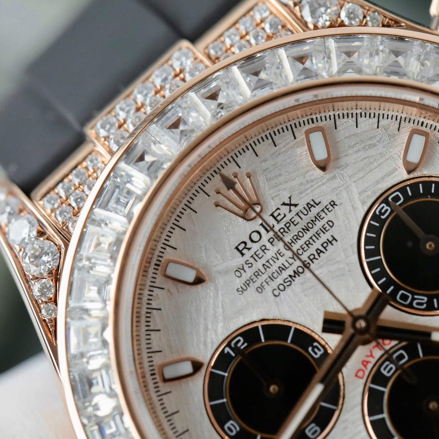 Rolex Daytona Best Clone Watches 18K Gold Wrapped + Diamonds Moissanite Baguette 40mm