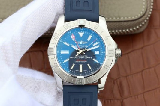 Replica Breitling Avenger GMT SS GF Blue Dial Blue rubber Strap A2836