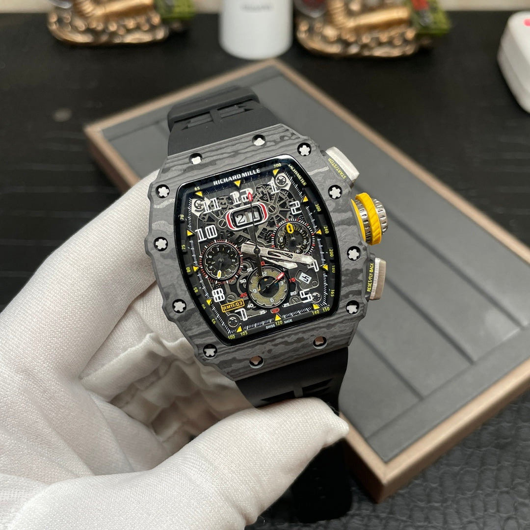 Best Richard Mille RM 11-03 Replica Watch For Men ¨C Swiss Movement, Skeleton Dial, Carbon Fiber Case