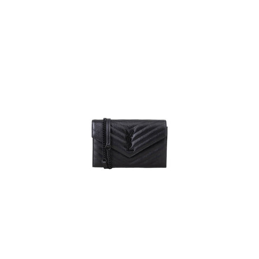 YSL cassandre envelope chain wallet in grain de poudre leather(High-end Grade)
