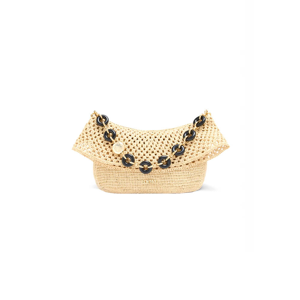 Loewe Medium Ola bag in raffia and calfskin(HIGH-END GRADE)