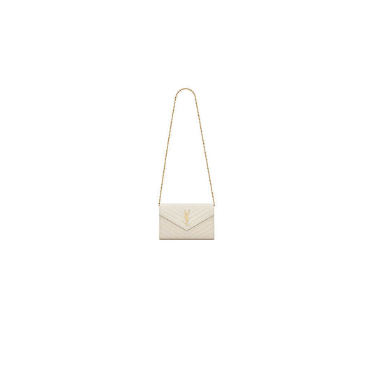 YSL classic cassandre chain wallet in grain de poudre leather