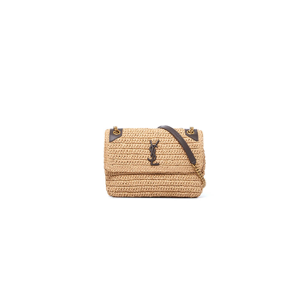 SAINT LAURENT NIKI CHAIN MEDIUM IN RAFFIA(HIGH-END GRADE)