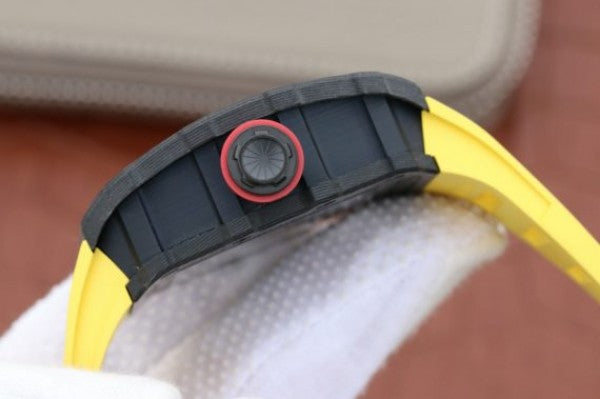 Replica Richard Mille RM035-02 Rafael Nadal FC Titanium Case KVF Skeleton Dial Red Yellow Rubber Strap MIYOTA8215