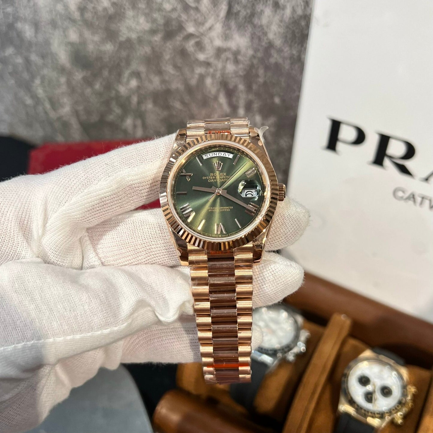 Rolex Replica 1:1 Watch Day-Date 228235 Green Dial Rose Gold Plated GM Factory V2 40mm