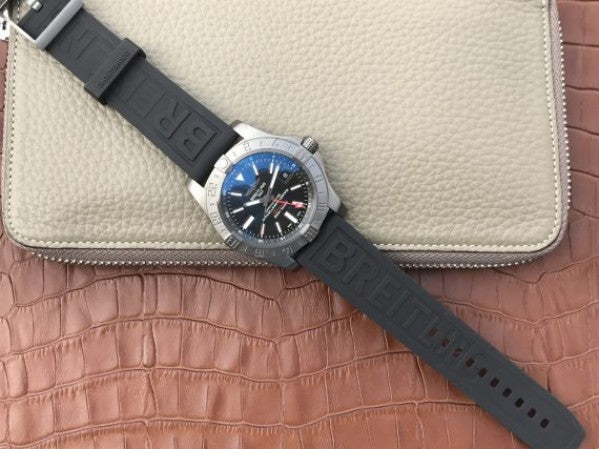 Replica Breitling Avenger GMT PVD GF Black Dial Black Rubber Strap A2836