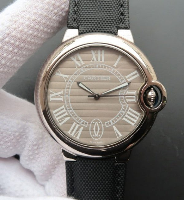 Replica Cartier Ballon Bleu XL 46mm SS Gray Dial Nylon Strap ETA 2824