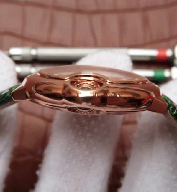 Replica Cartier Ballon Bleu 33mm RG White Textured Dial Leather Strap