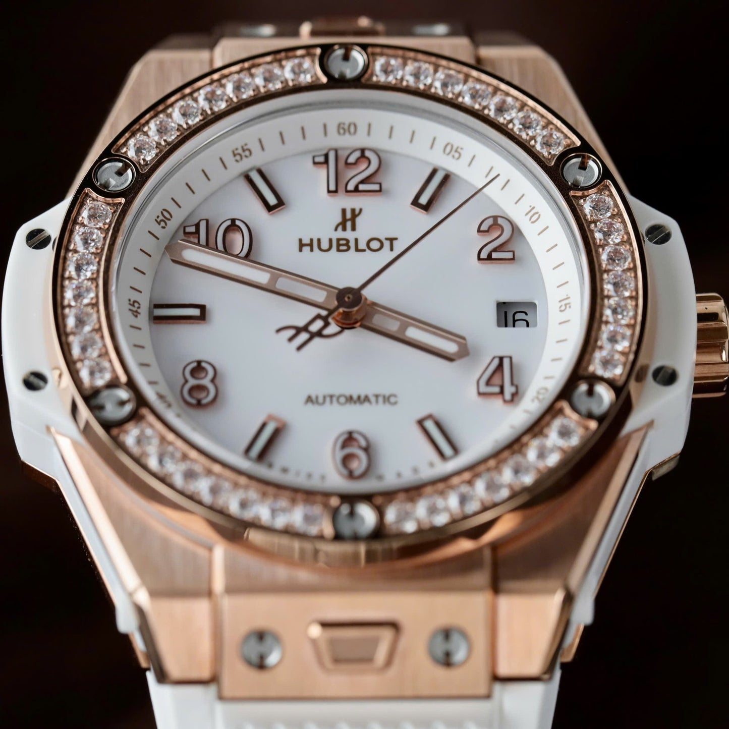 Hublot Big Bang One Click King Gold Replica Watches White Rubber Strap 39mm