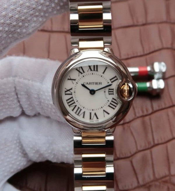 Replica Cartier Ballon Bleu Ladies 28mm SS White Dial SS/YG Bracelet Ronda Quartz