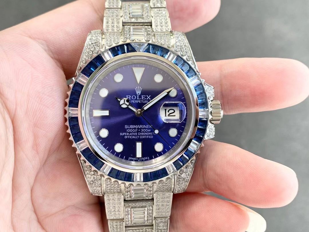 Rolex Submariner Diamond Pav¨¦ Special-Blue Diamonds-full diamonds-40MM(1:1 replica)