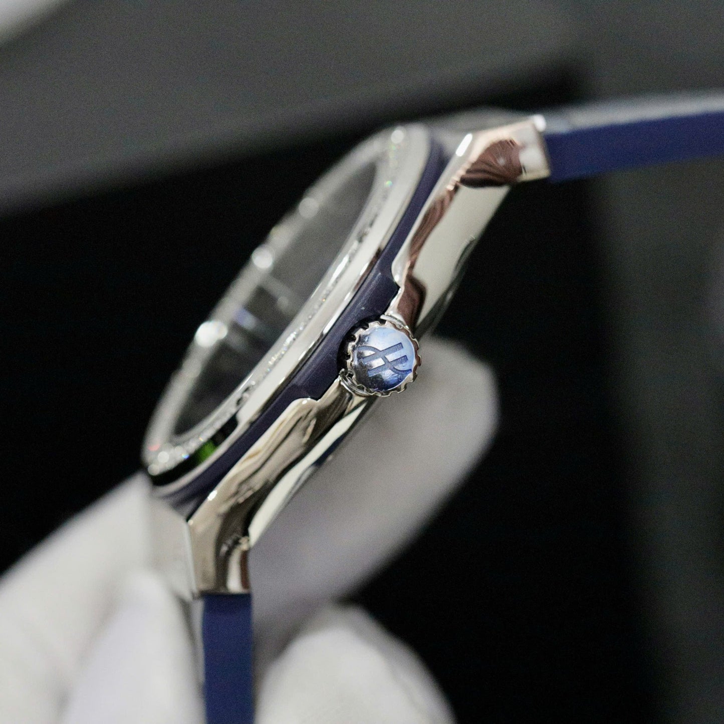 Hublot Classic Fusion Titanium Blue Dial Bezel Diamonds Replica Watch HB Factory 42mm