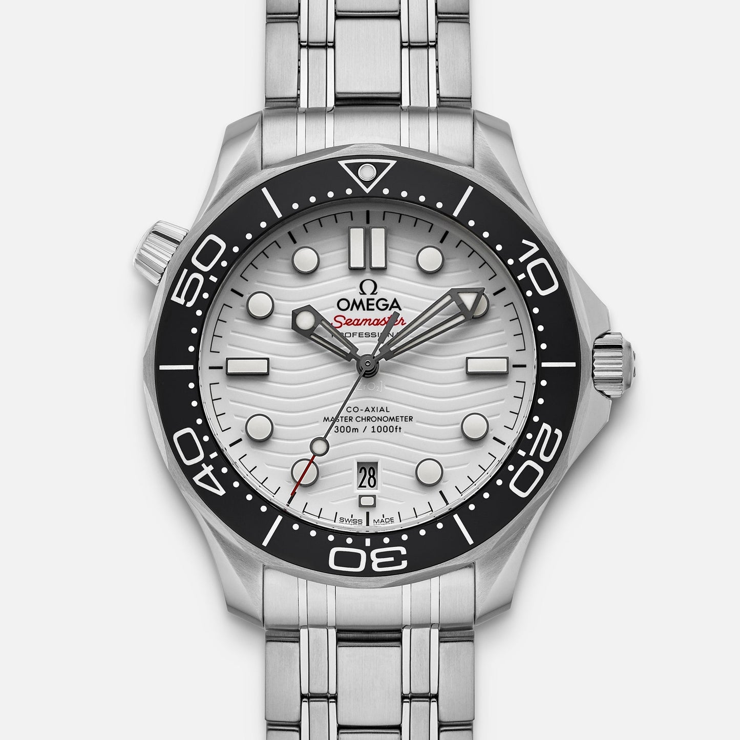 Seamaster Diver 300M Co-Axial Master Chronometer 42mm White Dial On Bracelet(1:1 replica)