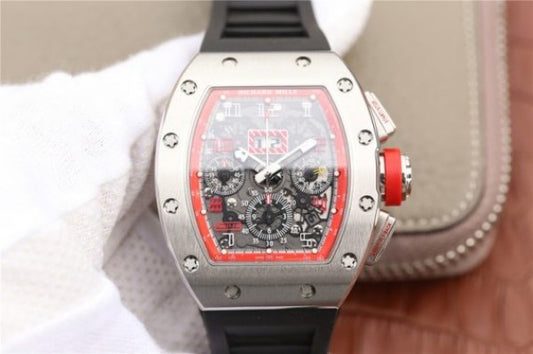 Replica Richard Mille RM011 Felipe Massa Red Inner Bezel Black Rubber Strap A7750