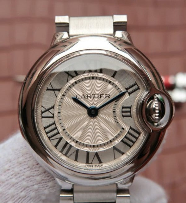 Replica Cartier Ballon Bleu Ladies 28mm SS White Dial SS Bracelet Ronda Quartz