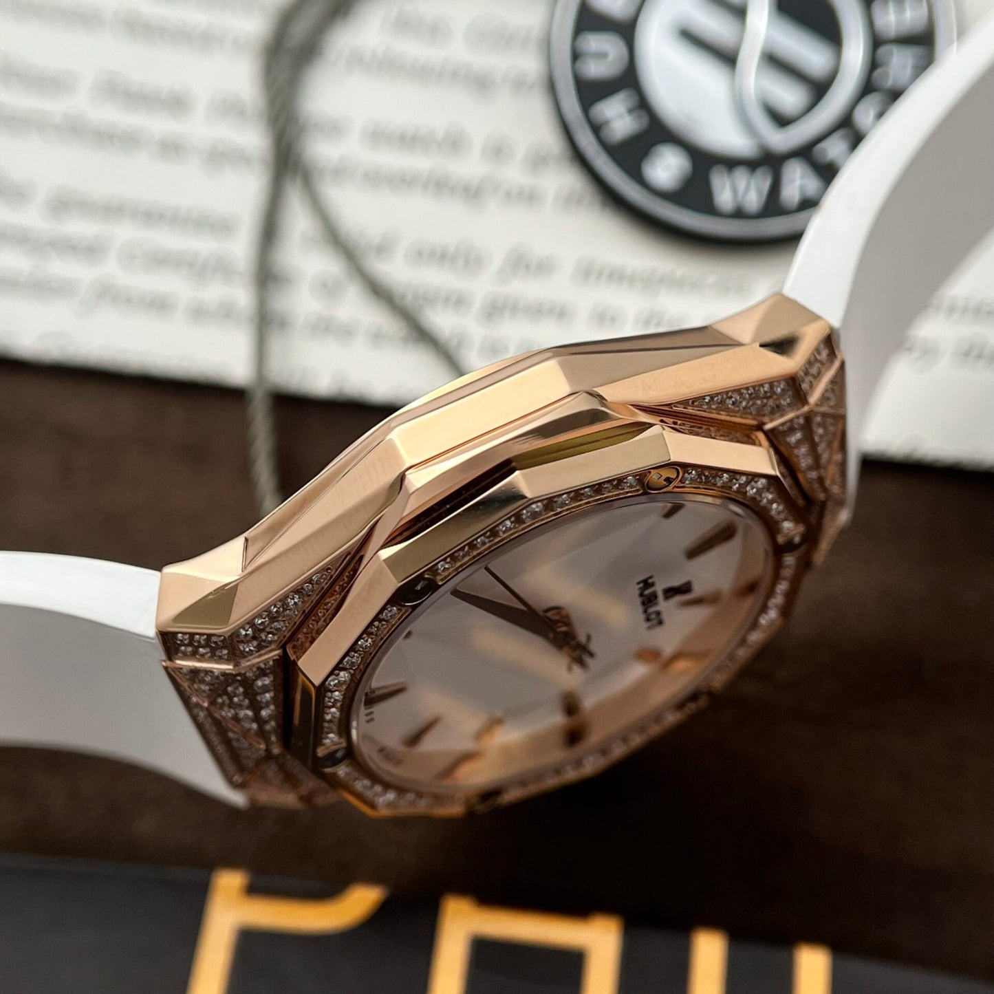 Hublot Replica 1:1 Watch Classic Fusion Orlinski King Gold Full Diamonds White 40mm