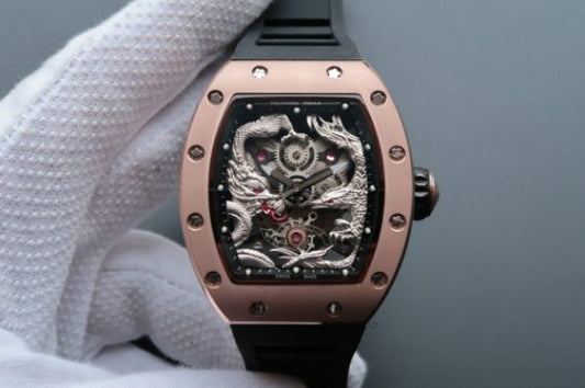 Replica Richard Mille RM057 Dragon Phoenix RG Case SS Dragon Dial Black Rubber Strap