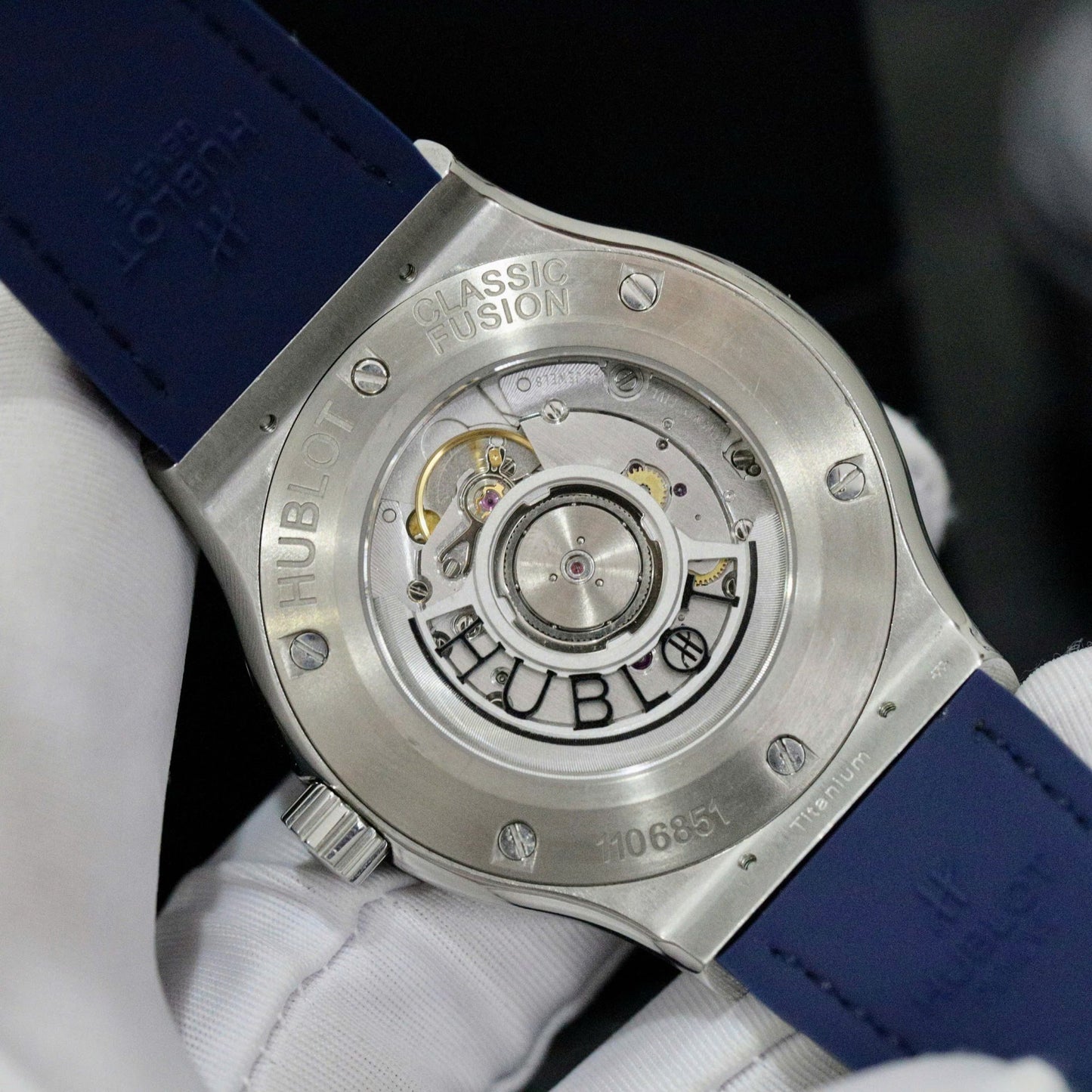 Hublot Classic Fusion Titanium Bezel Diamonds Blue Color Replica Watch HB Factory 42mm